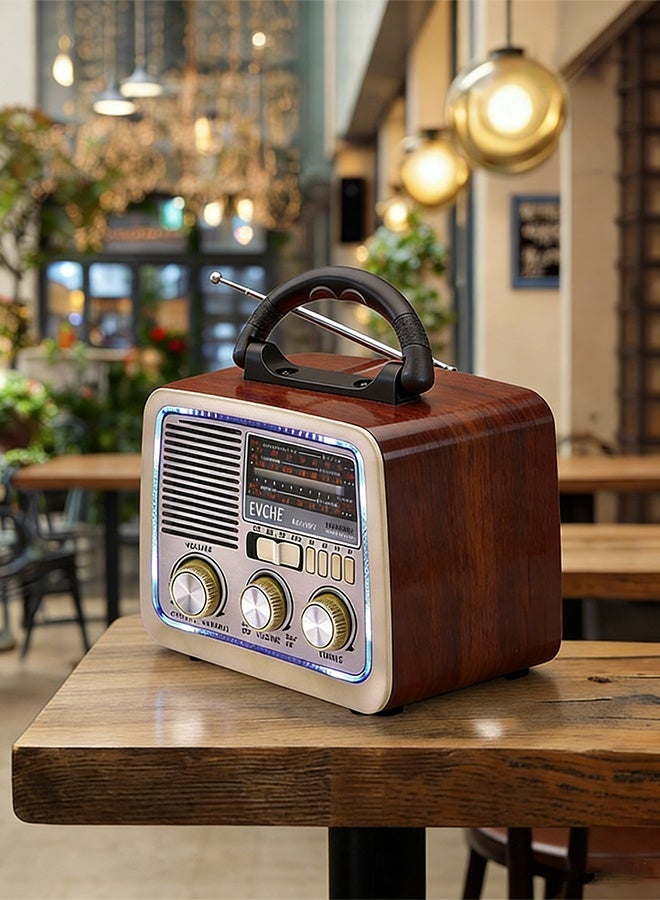 EVCHE Bluetooth Portable Radio with LED Light Multi-Band FM/AM/SW Receiver USB/TF Card MP3 Player AUX Input and Rechargeable Battery - Image 4